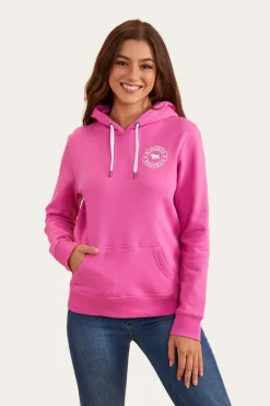 Signature Bull Womens Pullover Hoodie - Candy/White