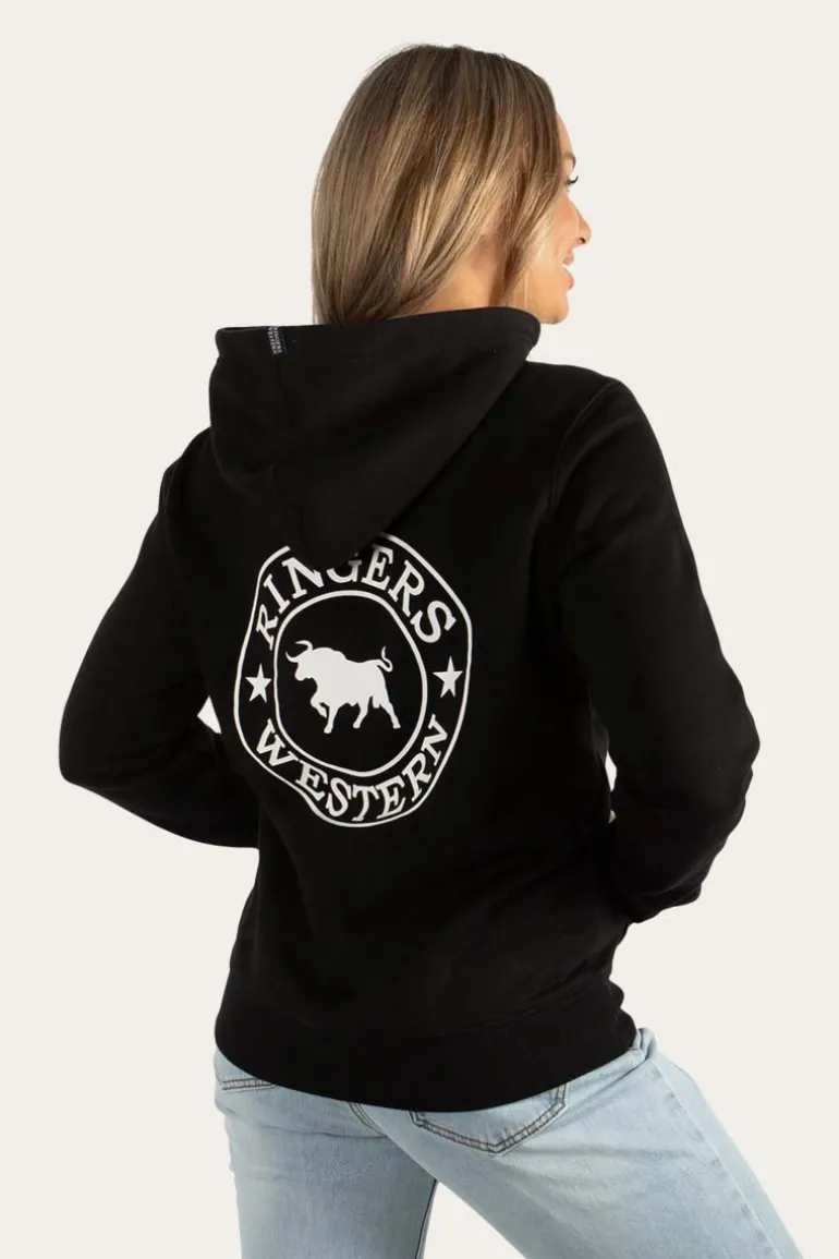 Signature Bull Womens Pullover Hoodie - Black/White