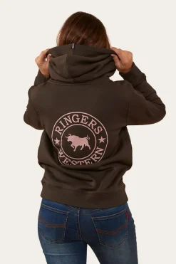 Signature Bull Womens Pullover Hoodie - Charcoal/Rosey