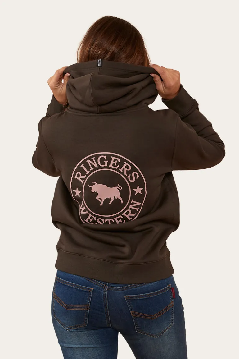 Signature Bull Womens Pullover Hoodie - Charcoal/Rosey