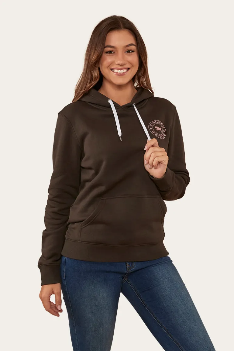 Signature Bull Womens Pullover Hoodie - Charcoal/Rosey