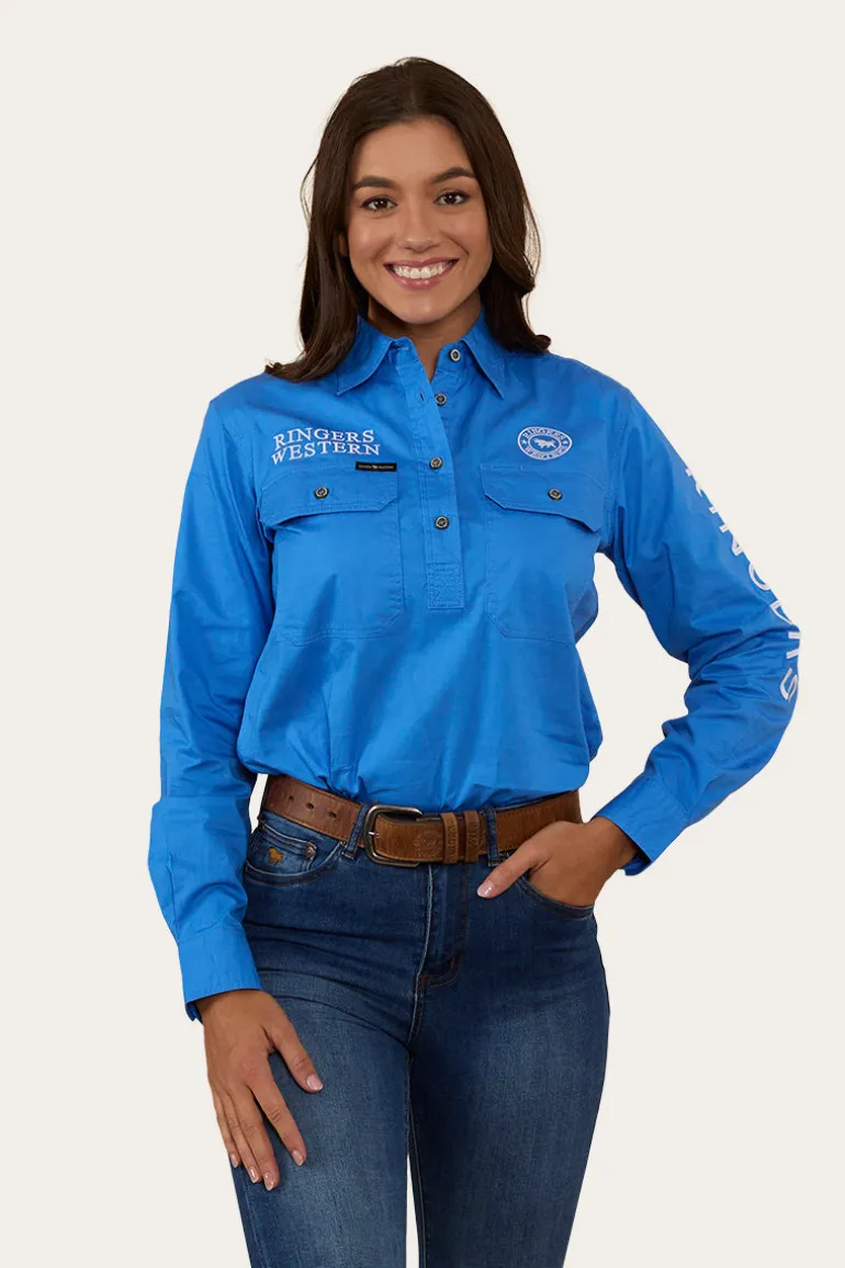 Signature Jillaroo Womens Half Button Work Shirt - Blue