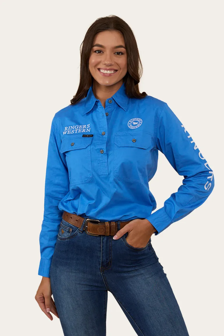 Signature Jillaroo Womens Half Button Work Shirt - Blue