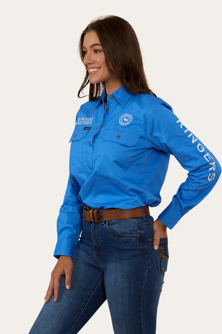 Signature Jillaroo Womens Half Button Work Shirt - Blue