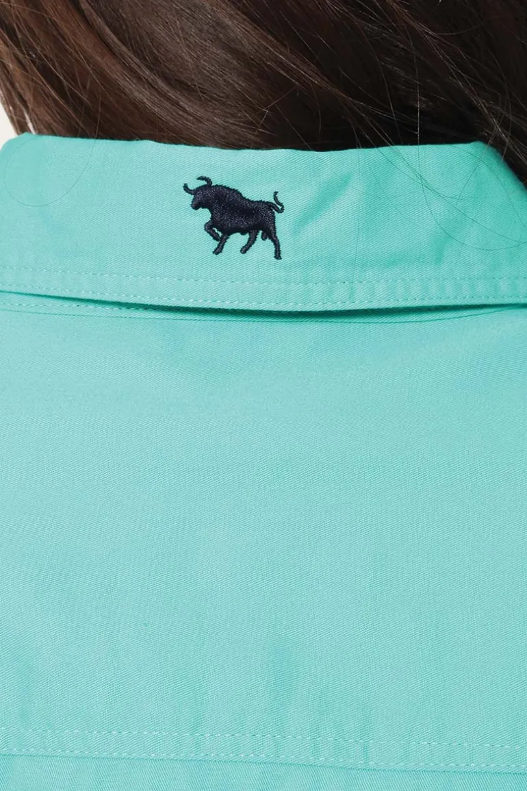 Signature Jillaroo Womens Full Button Work Shirt - Mint/Navy