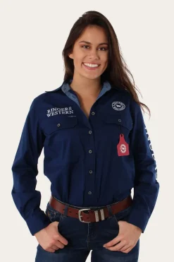 Signature Jillaroo Womens Full Button Work Shirt - Navy/White