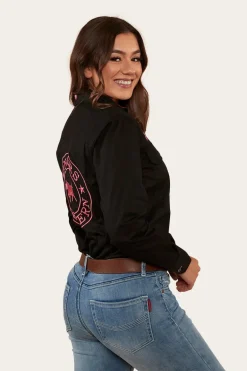 Signature Jillaroo Womens Full Button Work Shirt - Black/Melon
