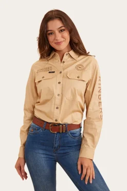 Signature Jillaroo Womens Full Button Work Shirt - Dark Sand/Clay