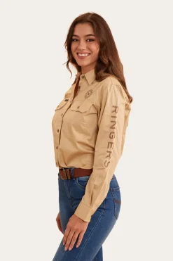 Signature Jillaroo Womens Full Button Work Shirt - Dark Sand/Clay