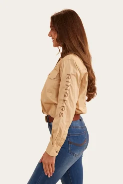 Signature Jillaroo Womens Full Button Work Shirt - Dark Sand/Clay