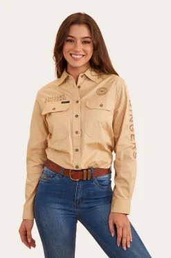 Signature Jillaroo Womens Full Button Work Shirt - Dark Sand/Clay