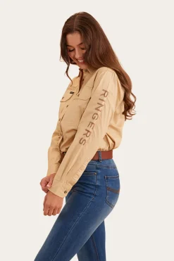 Signature Jillaroo Womens Full Button Work Shirt - Dark Sand/Clay