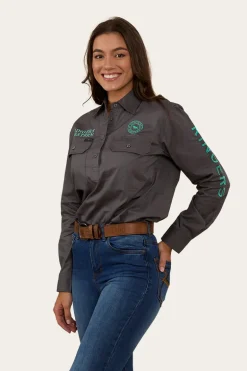 Signature Jillaroo Womens Half Button Work Shirt - Magnum/Mint