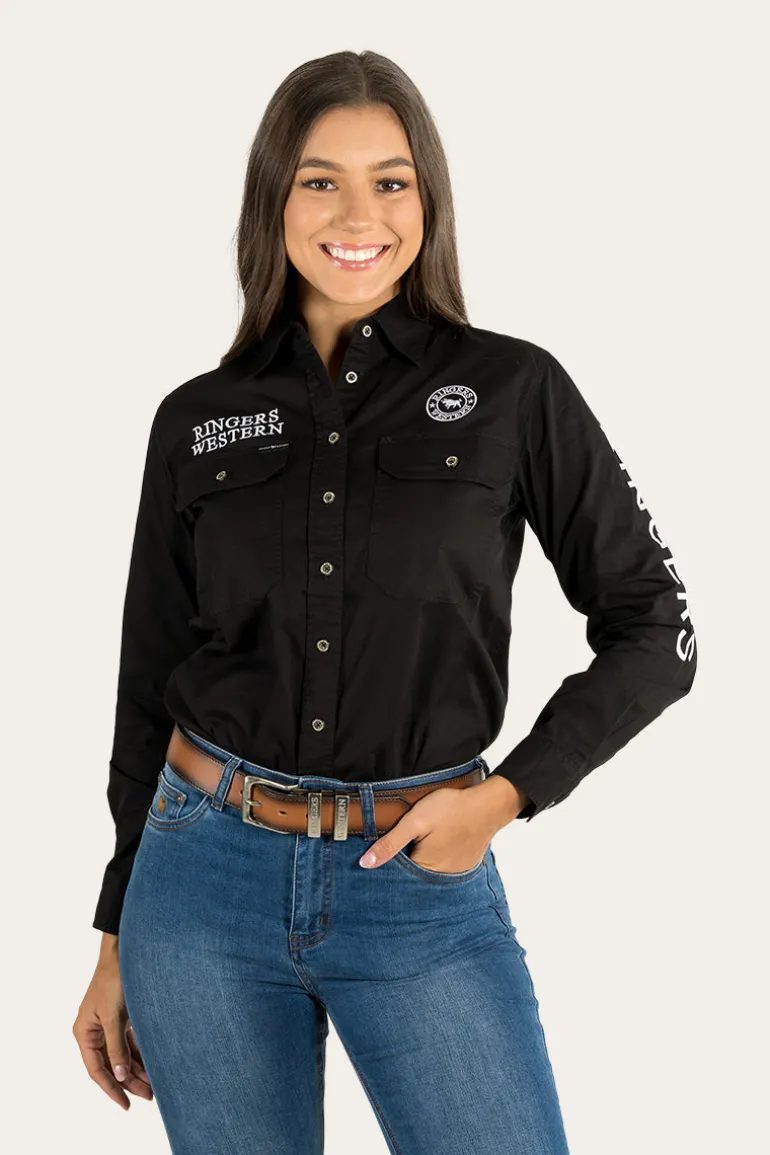 Signature Jillaroo Womens Full Button Work Shirt - Black/White