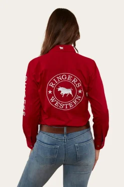 Signature Jillaroo Womens Full Button Work Shirt - Red/White