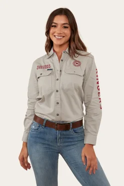 Signature Jillaroo Womens Full Button Work Shirt - Beige/Red