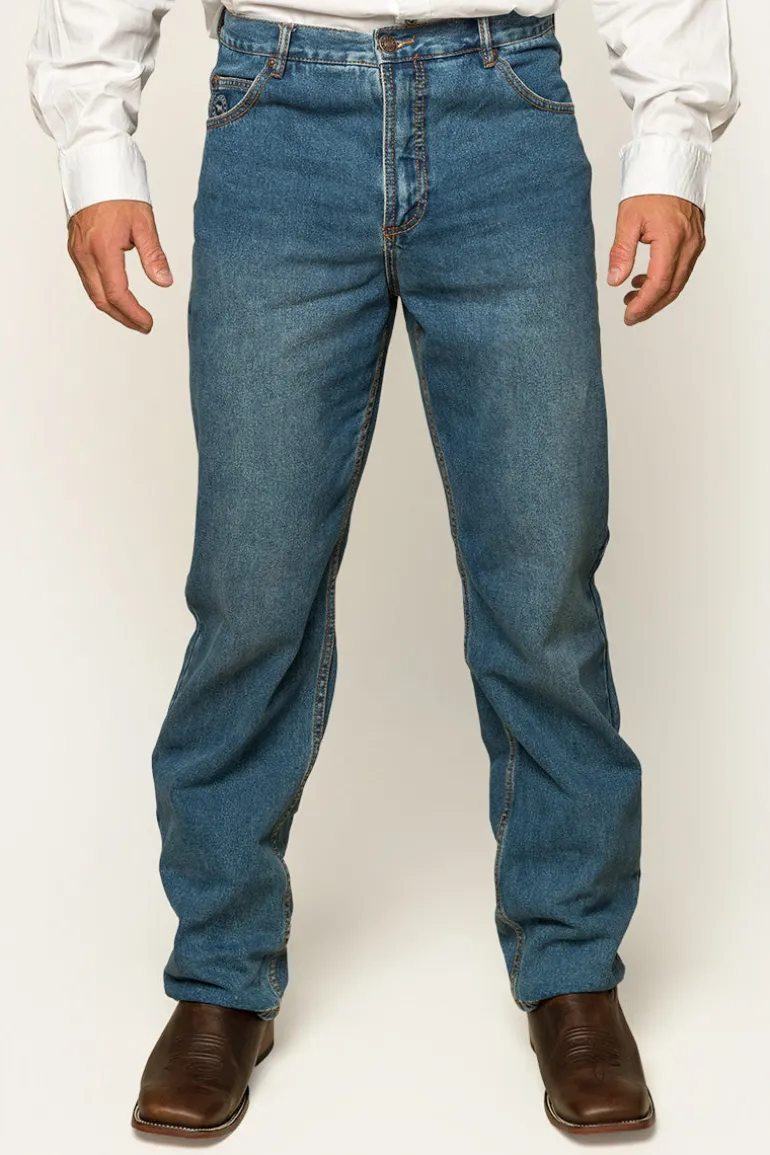 Station Hill Mens Relaxed Fit Jean - Mid Wash Blue