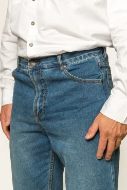 Station Hill Mens Relaxed Fit Jean - Mid Wash Blue