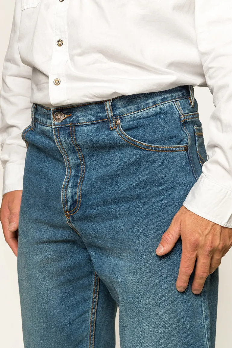 Station Hill Mens Relaxed Fit Jean - Mid Wash Blue