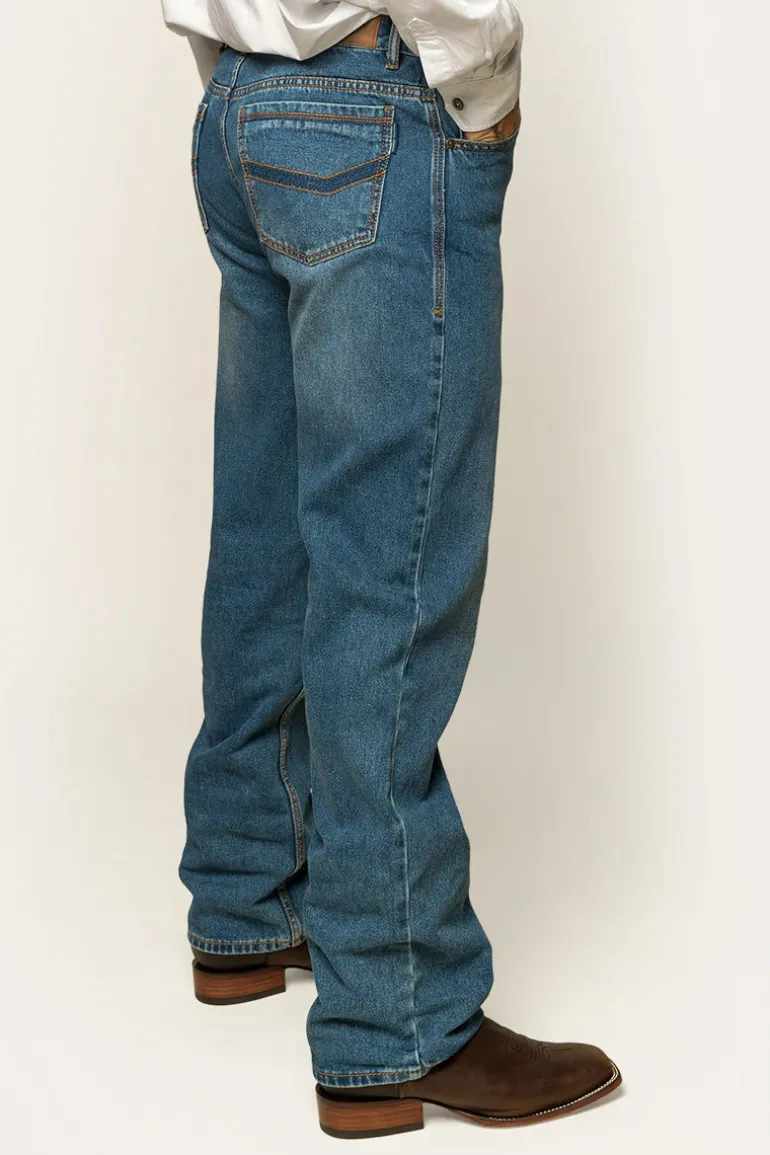 Station Hill Mens Relaxed Fit Jean - Mid Wash Blue