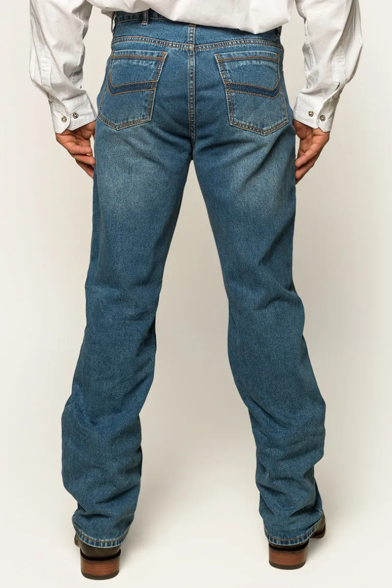Station Hill Mens Relaxed Fit Jean - Mid Wash Blue