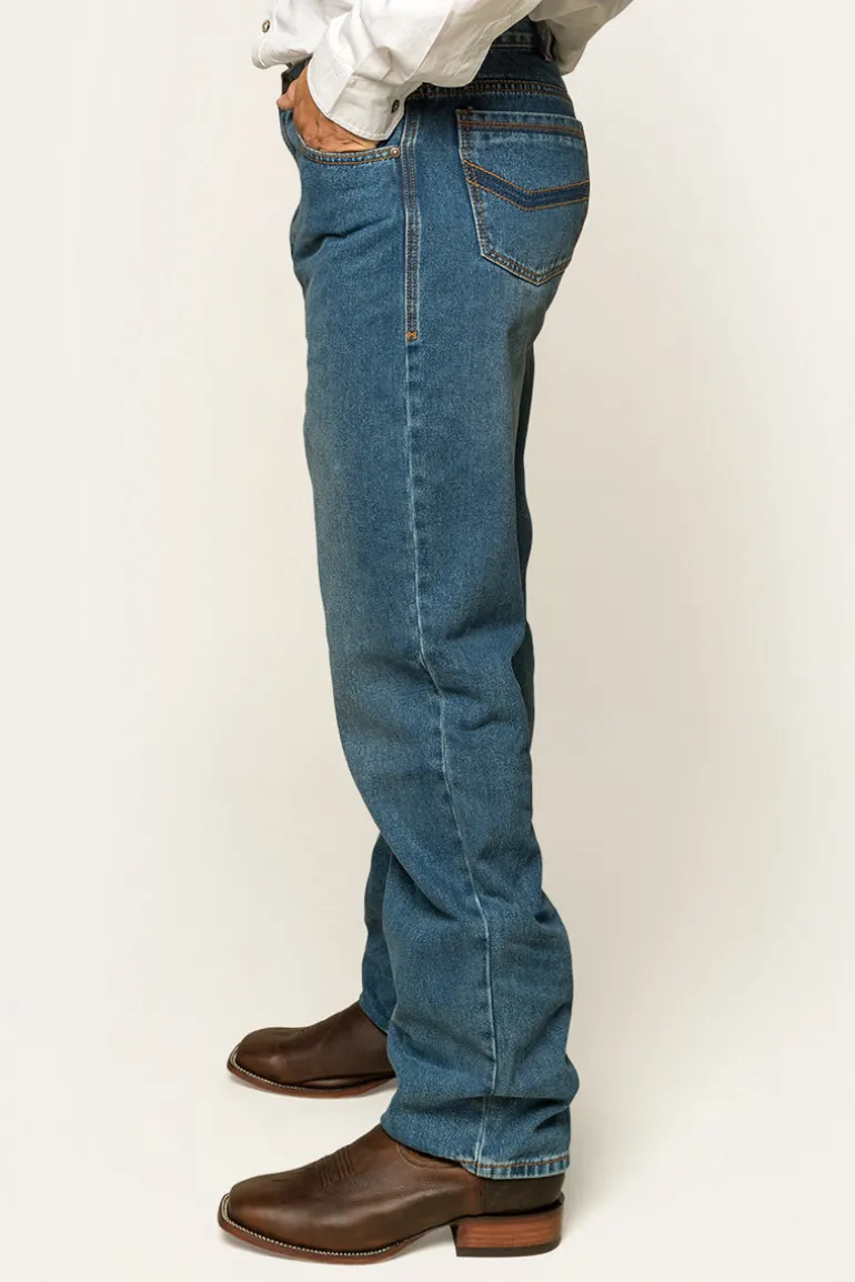 Station Hill Mens Relaxed Fit Jean - Mid Wash Blue
