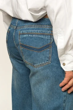 Station Hill Mens Relaxed Fit Jean - Mid Wash Blue