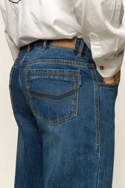 Station Hill Mens Relaxed Fit Jean - Dark Wash Blue