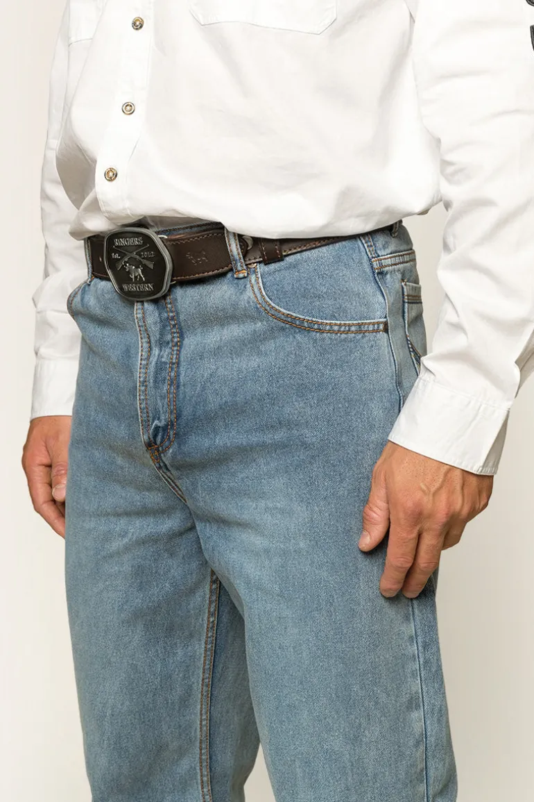 Station Hill Mens Relaxed Fit Jean - Light Wash Blue