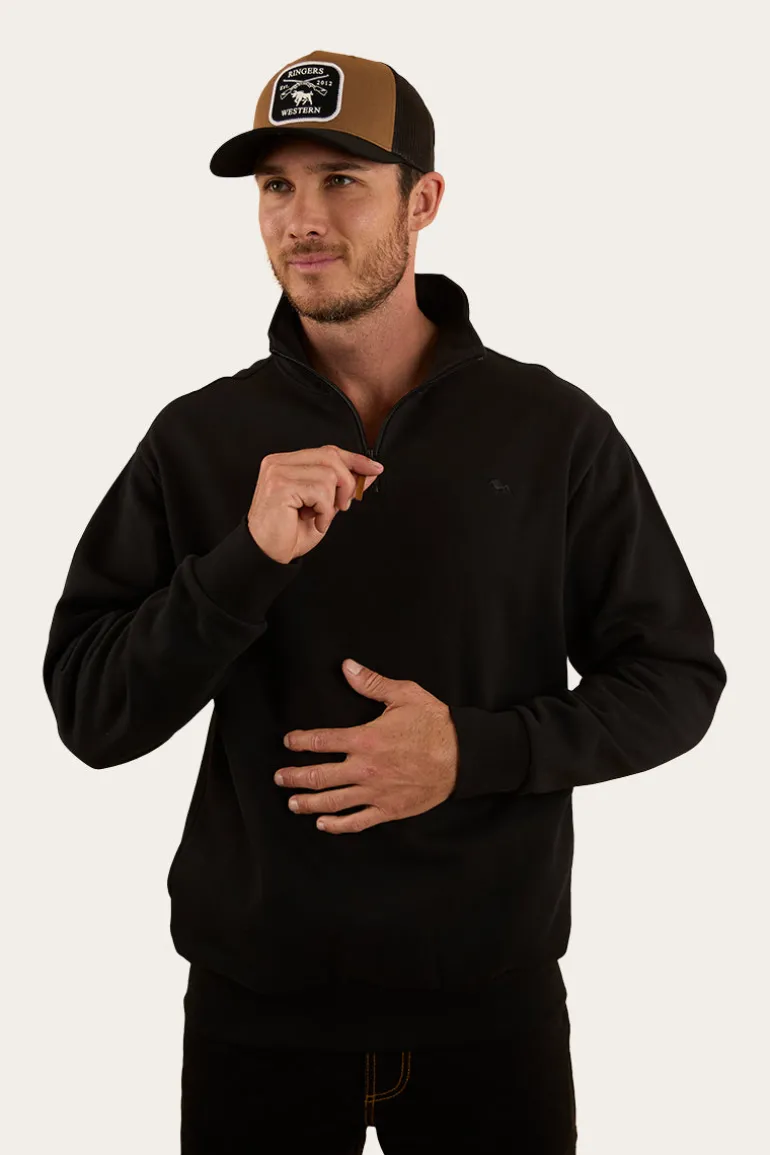 Strand Mens 1/4 Zip Crew - Black