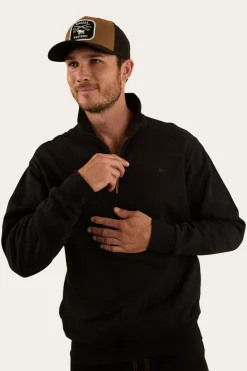 Strand Mens 1/4 Zip Crew - Black