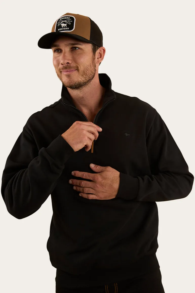Strand Mens 1/4 Zip Crew - Black