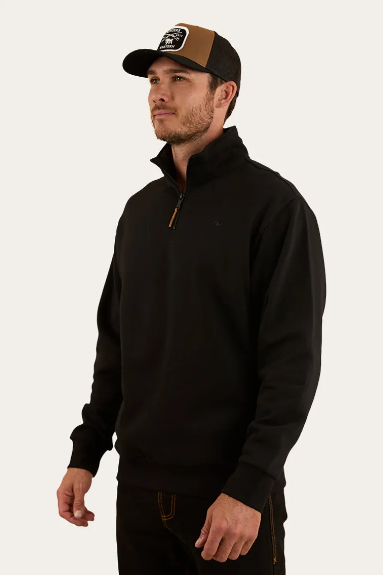 Strand Mens 1/4 Zip Crew - Black