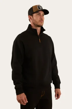 Strand Mens 1/4 Zip Crew - Black