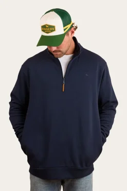 Strand Mens 1/4 Zip Crew - Navy