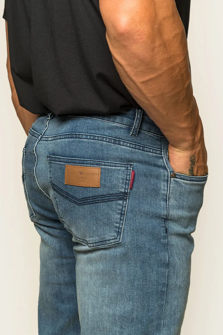 Sturt Mens Relaxed Leg Jeans - Light Blue
