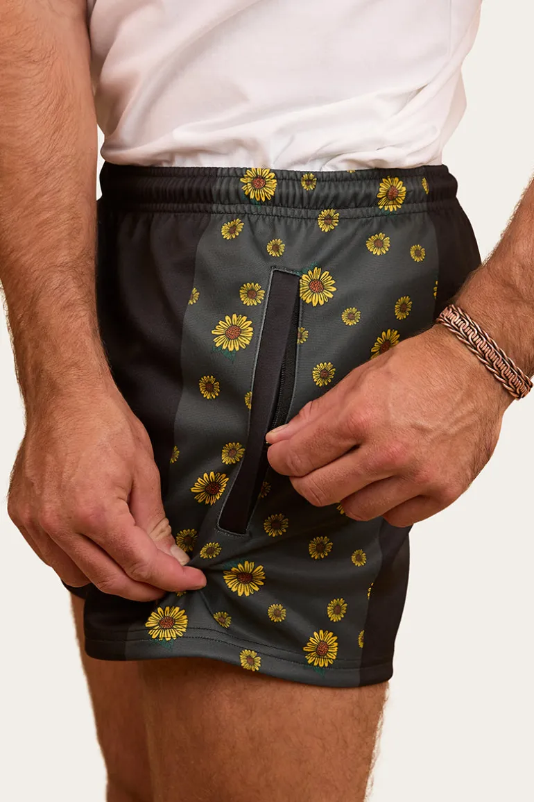 Sunflowers Footy Short - Black / Multi