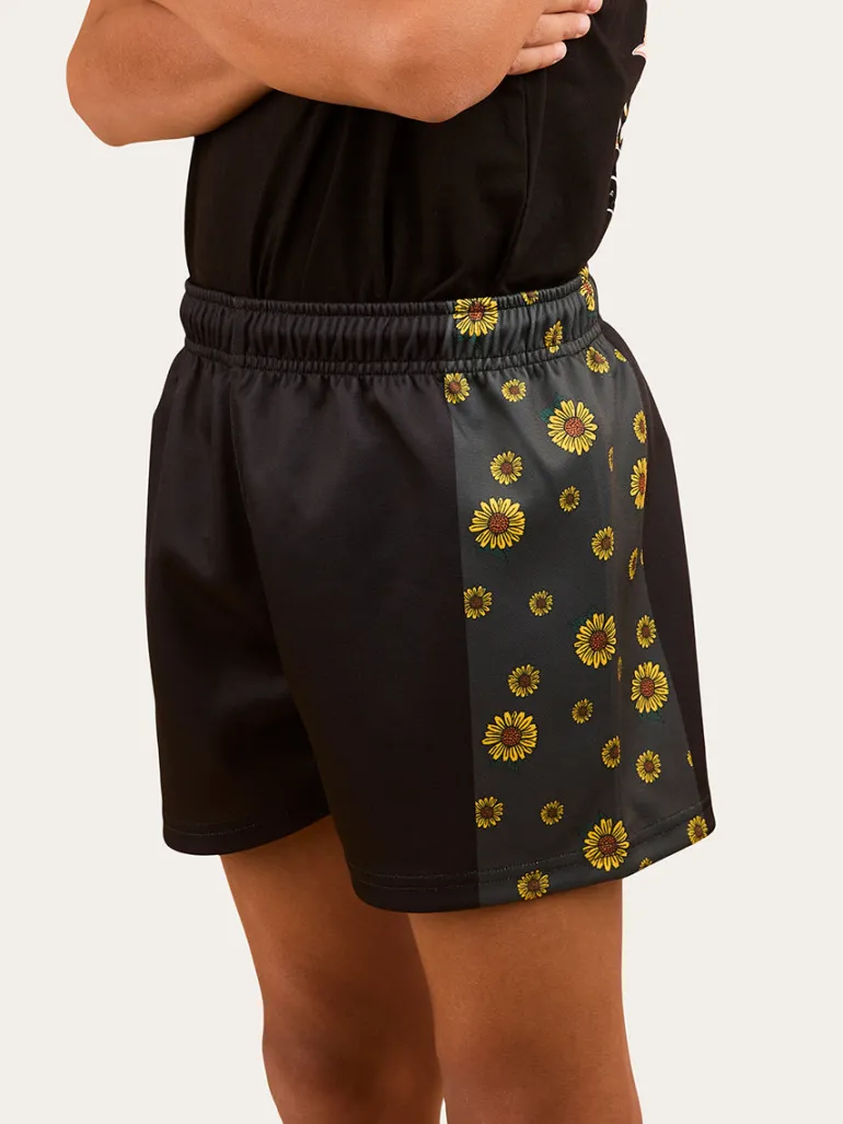 Sunflowers Kids Footy Short - Black / Multi