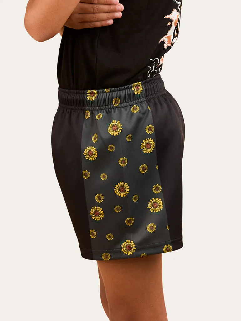 Sunflowers Kids Footy Short - Black / Multi