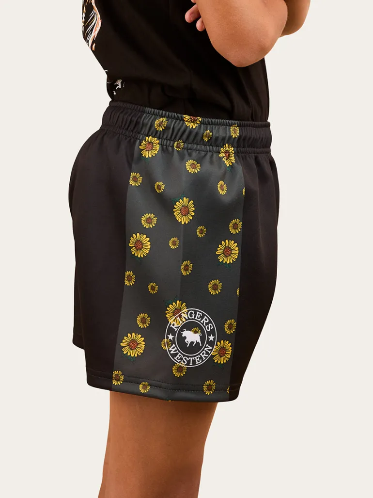 Sunflowers Kids Footy Short - Black / Multi