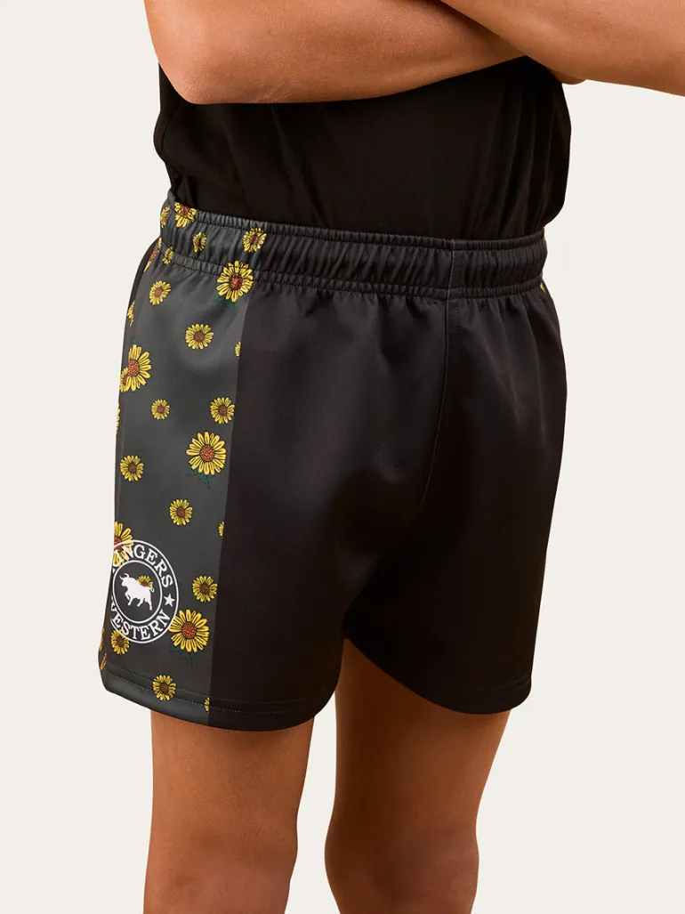 Sunflowers Kids Footy Short - Black / Multi