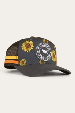 Sunflowers Trucker Cap - Black / Multi