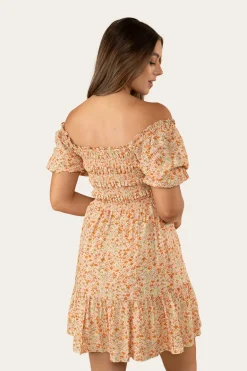 Tahlia Womens Shirred Mini Dress - Off White