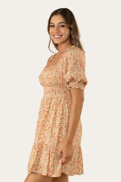 Tahlia Womens Shirred Mini Dress - Off White