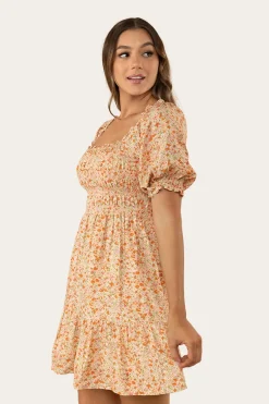 Tahlia Womens Shirred Mini Dress - Off White