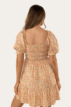 Tahlia Womens Shirred Mini Dress - Off White