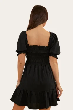 Tahlia Womens Shirred Mini Dress - Black