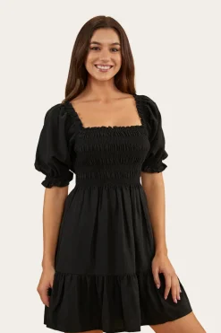 Tahlia Womens Shirred Mini Dress - Black