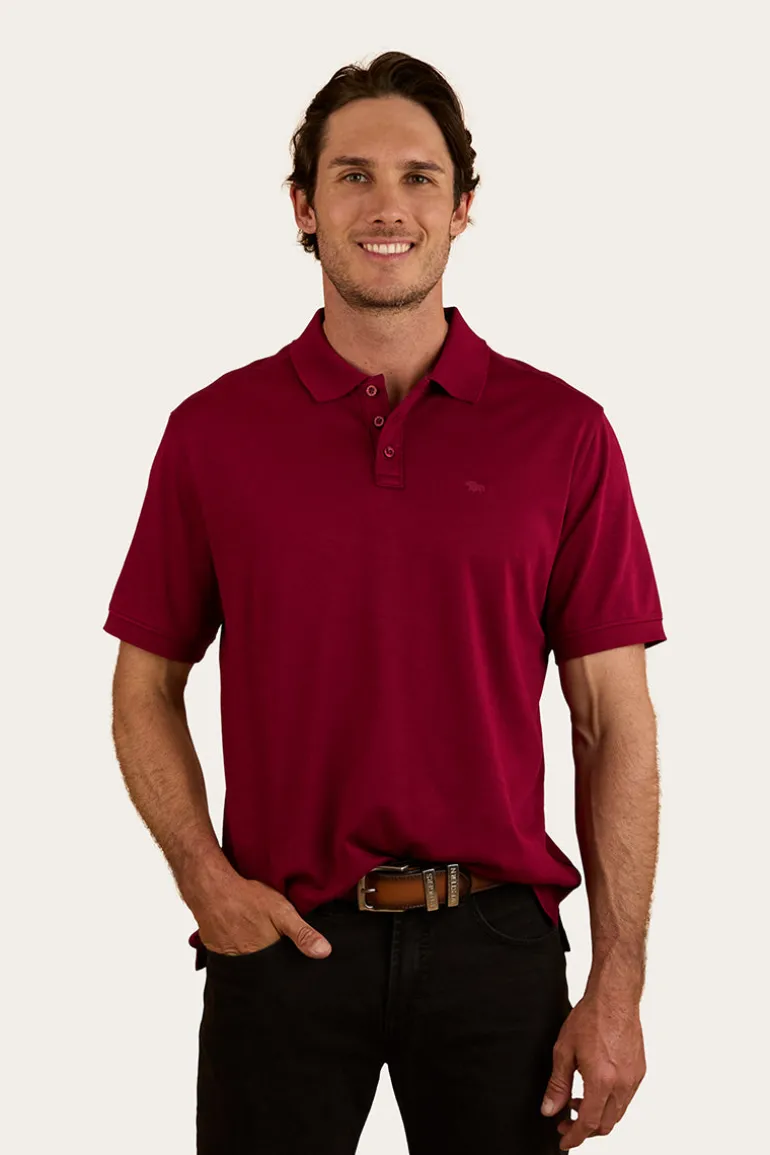 Tech Mens Polo - Burgundy