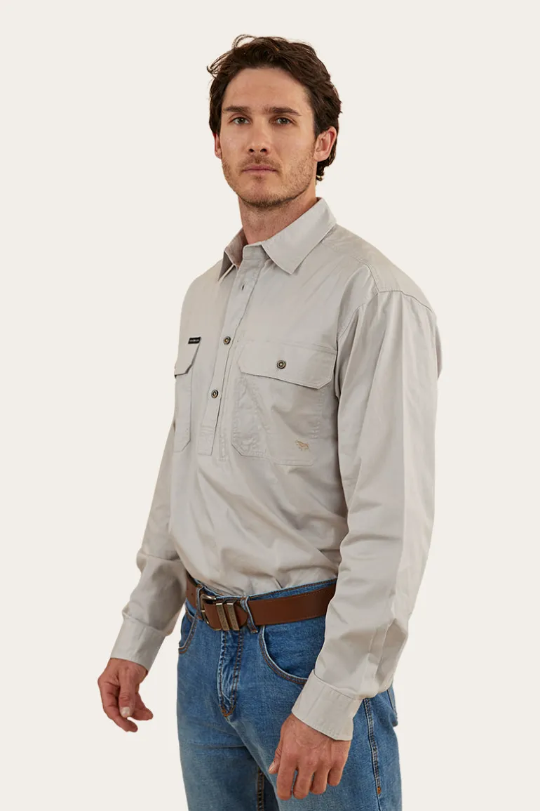 Tempest Mens Half Button Work Shirt - Beige